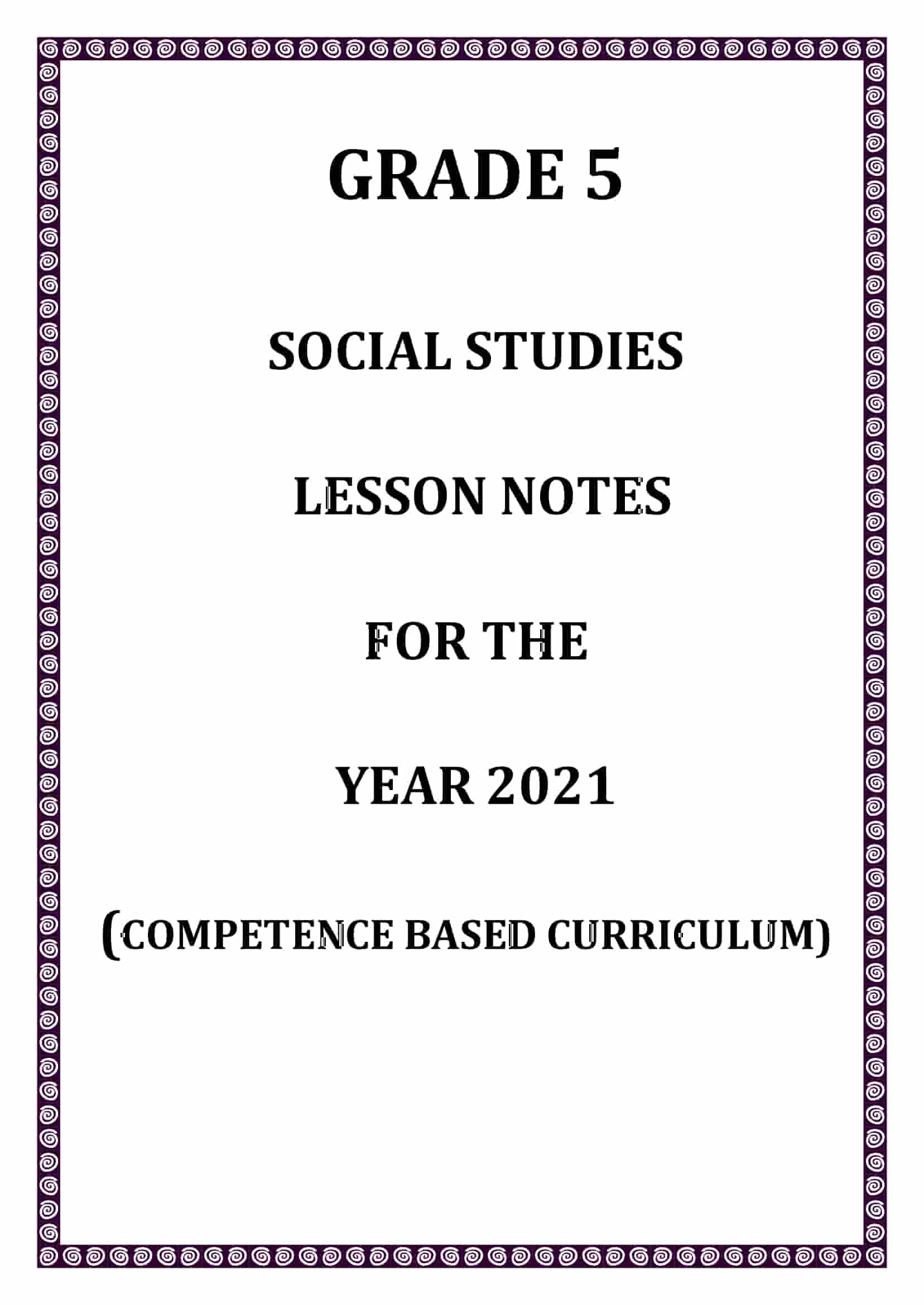 Grade 5 CBC Social Studies Activities Notes