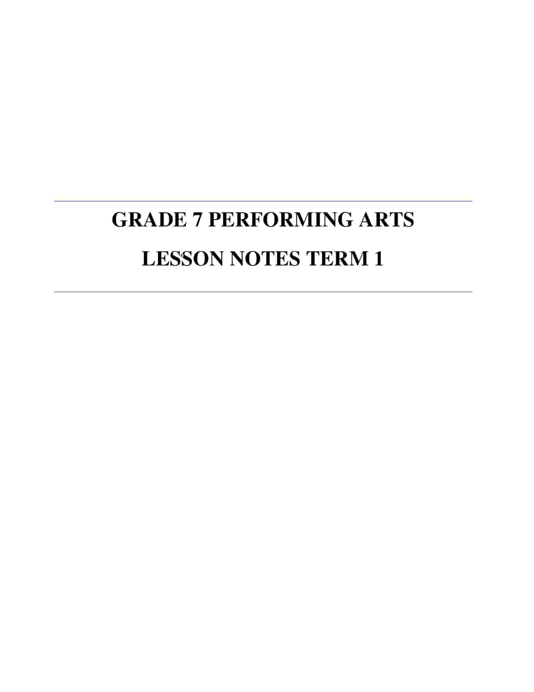 Grade 7 Performing Art Notes Term 1