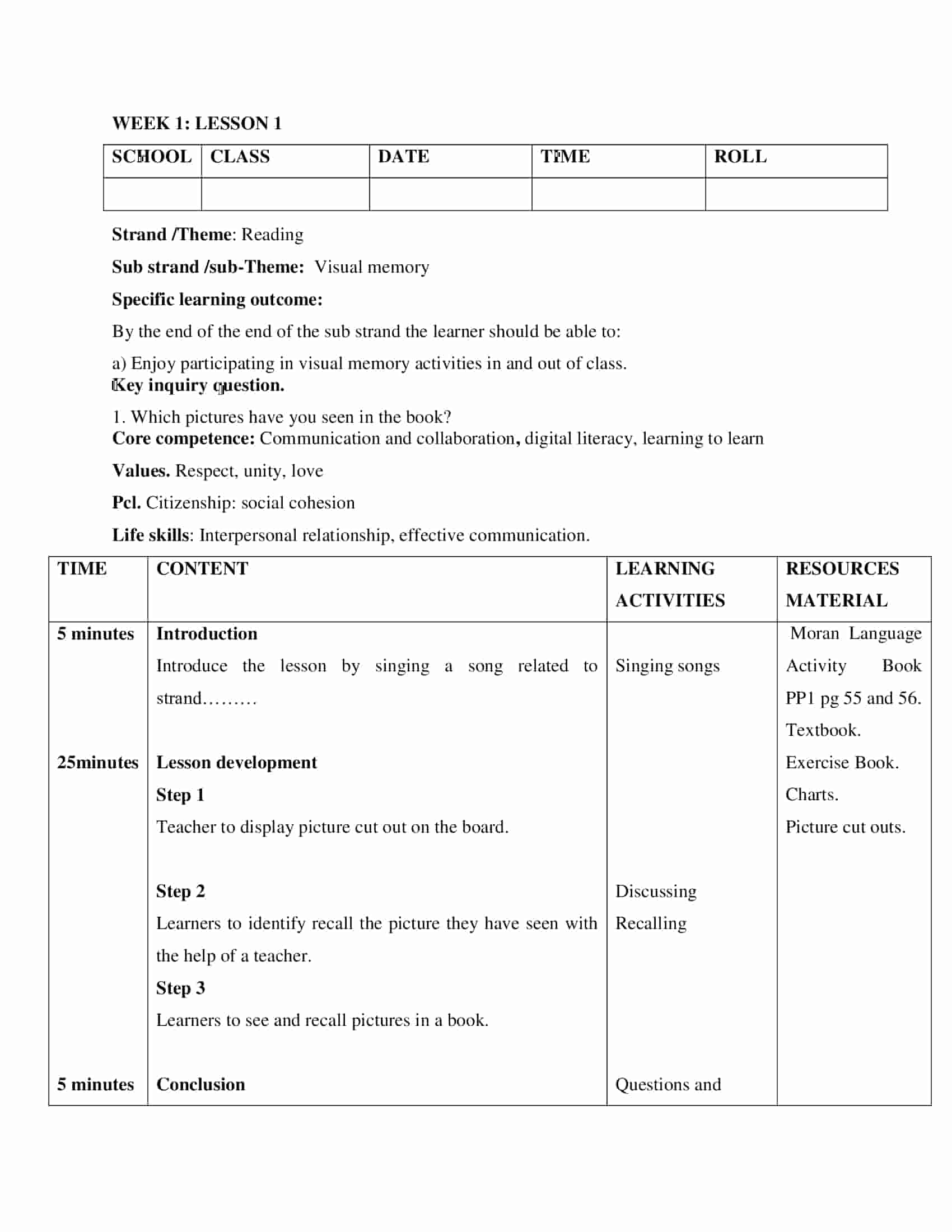 PP2 Rationalized Language Activities Lesson Plans Term 3
