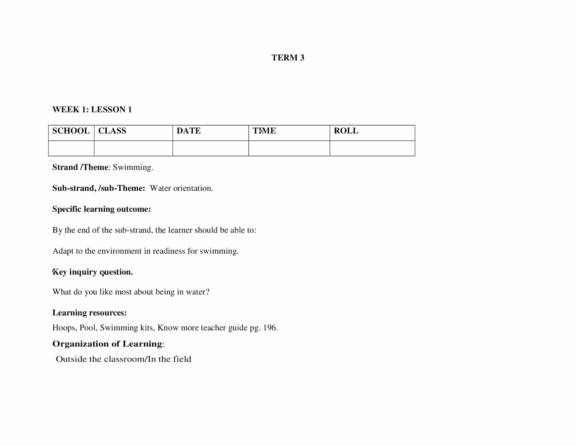 PP2 psychomotor activities lesson plans term 3