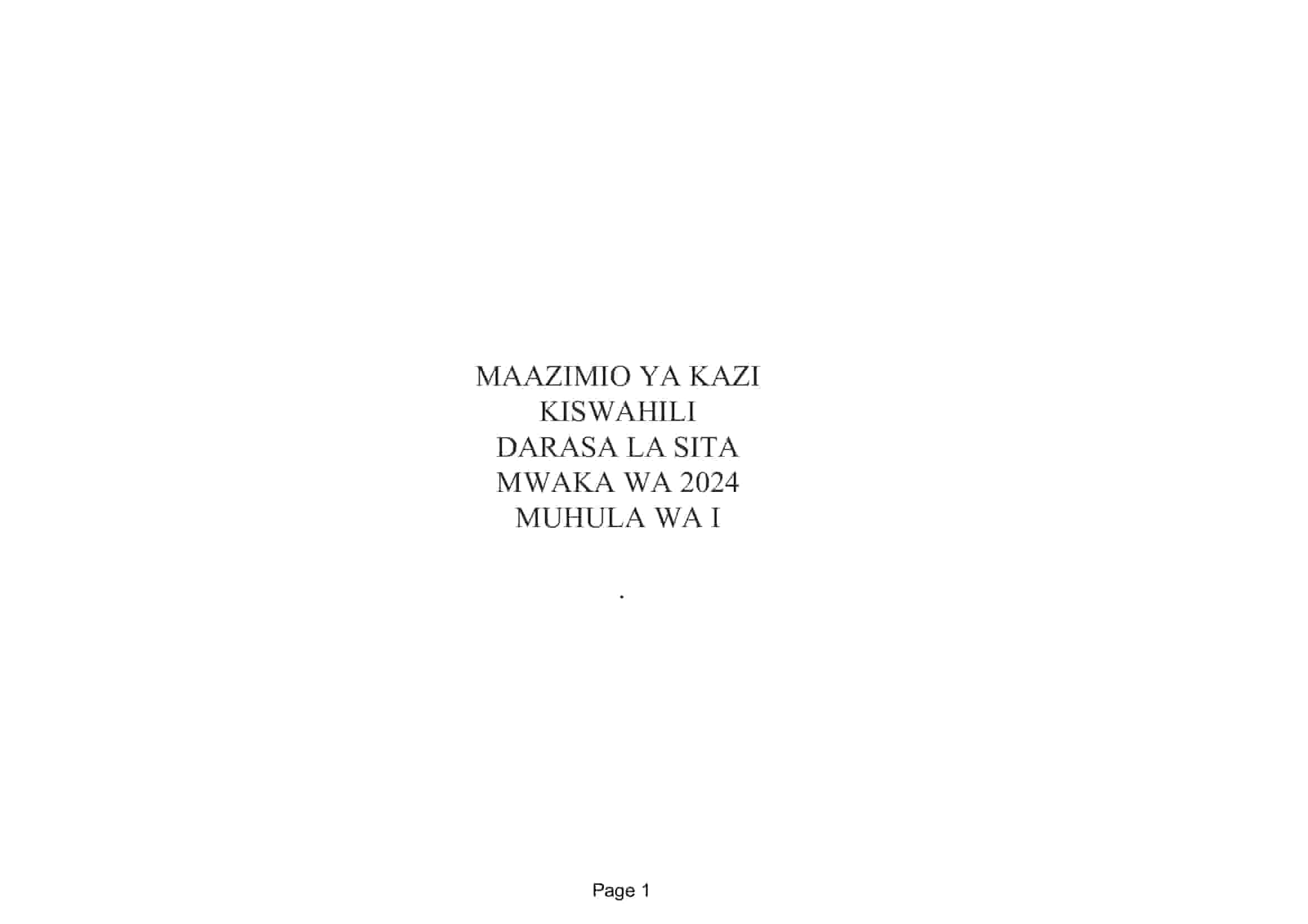 Grade 6 Kiswahili Scheme of Work Term 1