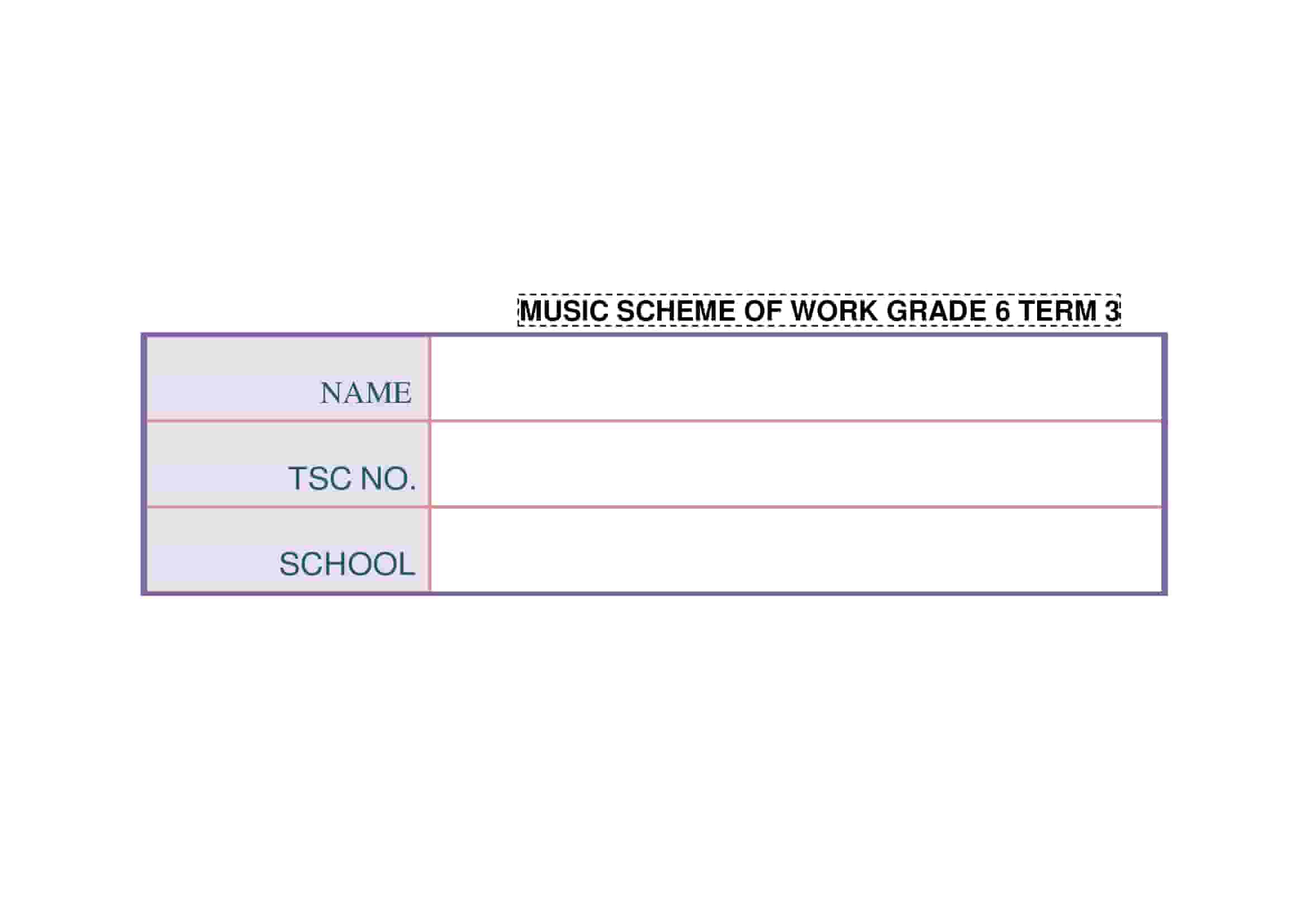 Grade 6 Music Schemes of Work Term 3 -Spotlight