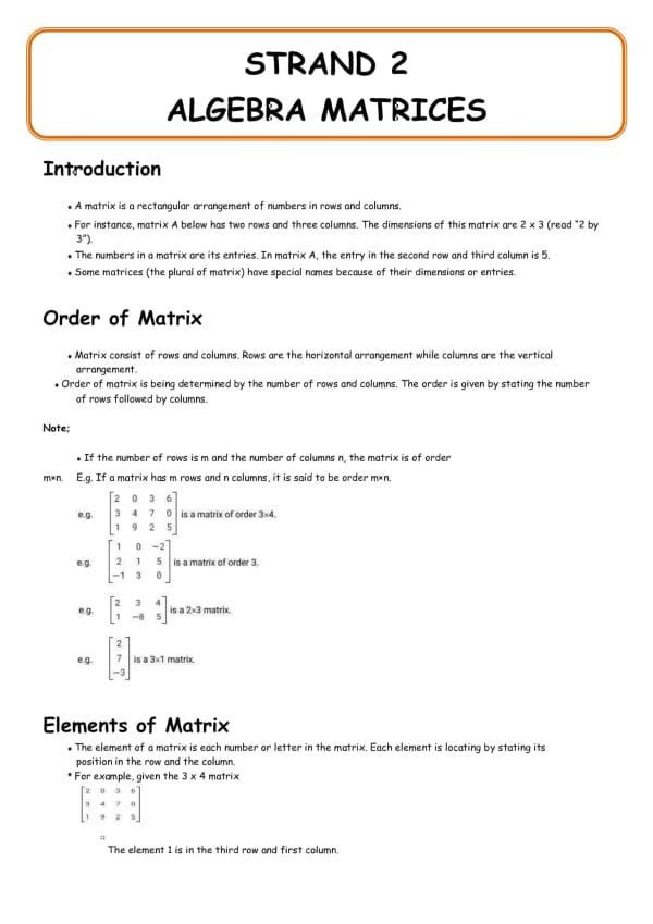 Grade 9 Rationalized Mathematics Notes on Algebra -Strand 2 - Elimplex