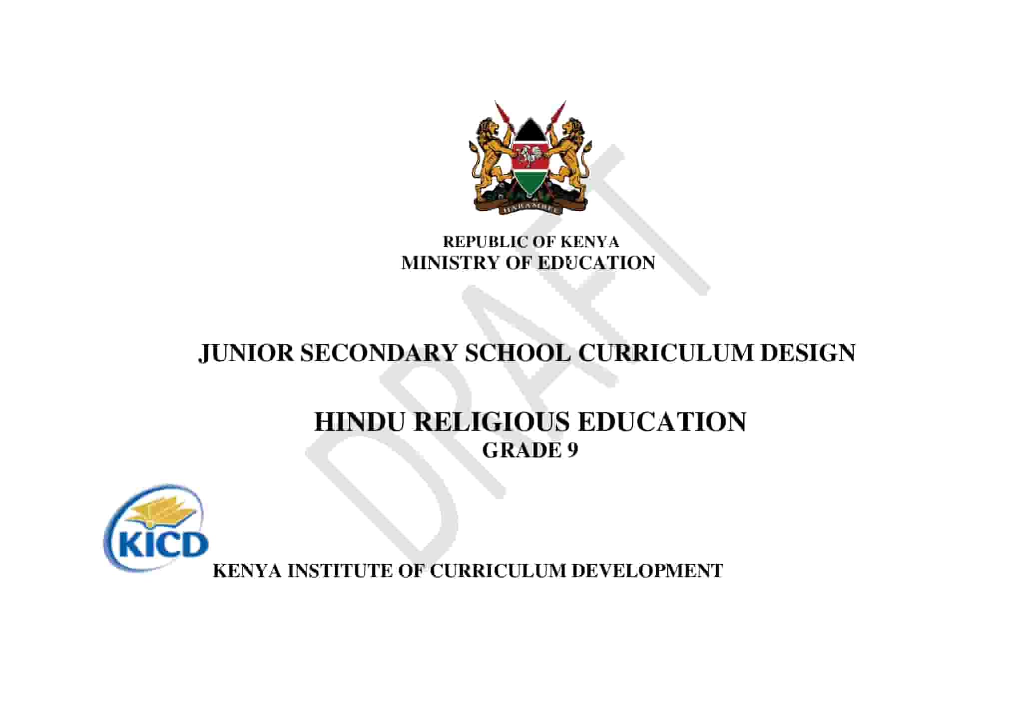 Grade 9 Hindu Religious Education CBC Curriculum Design