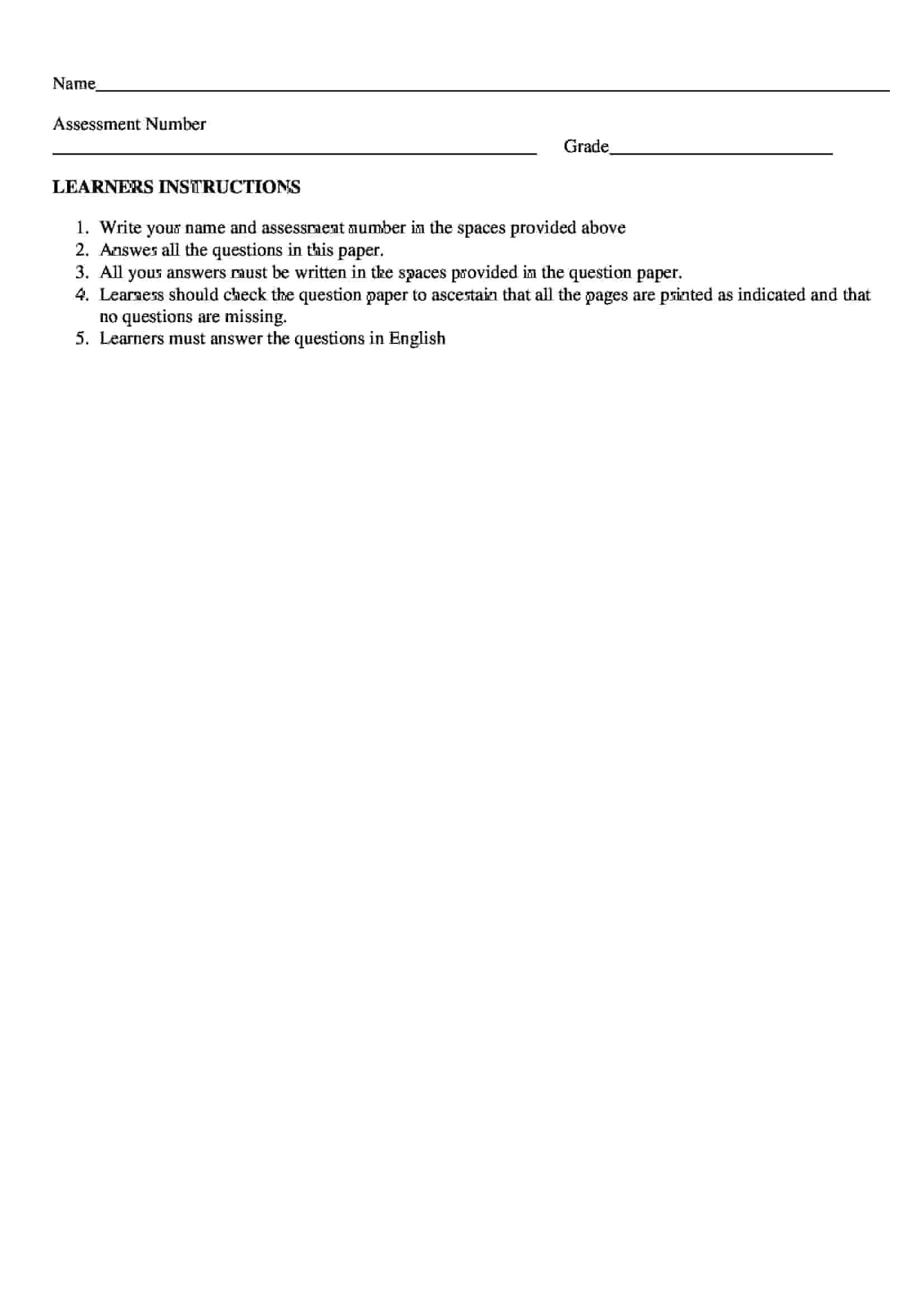 Grade 4 IRE Homework August Holiday