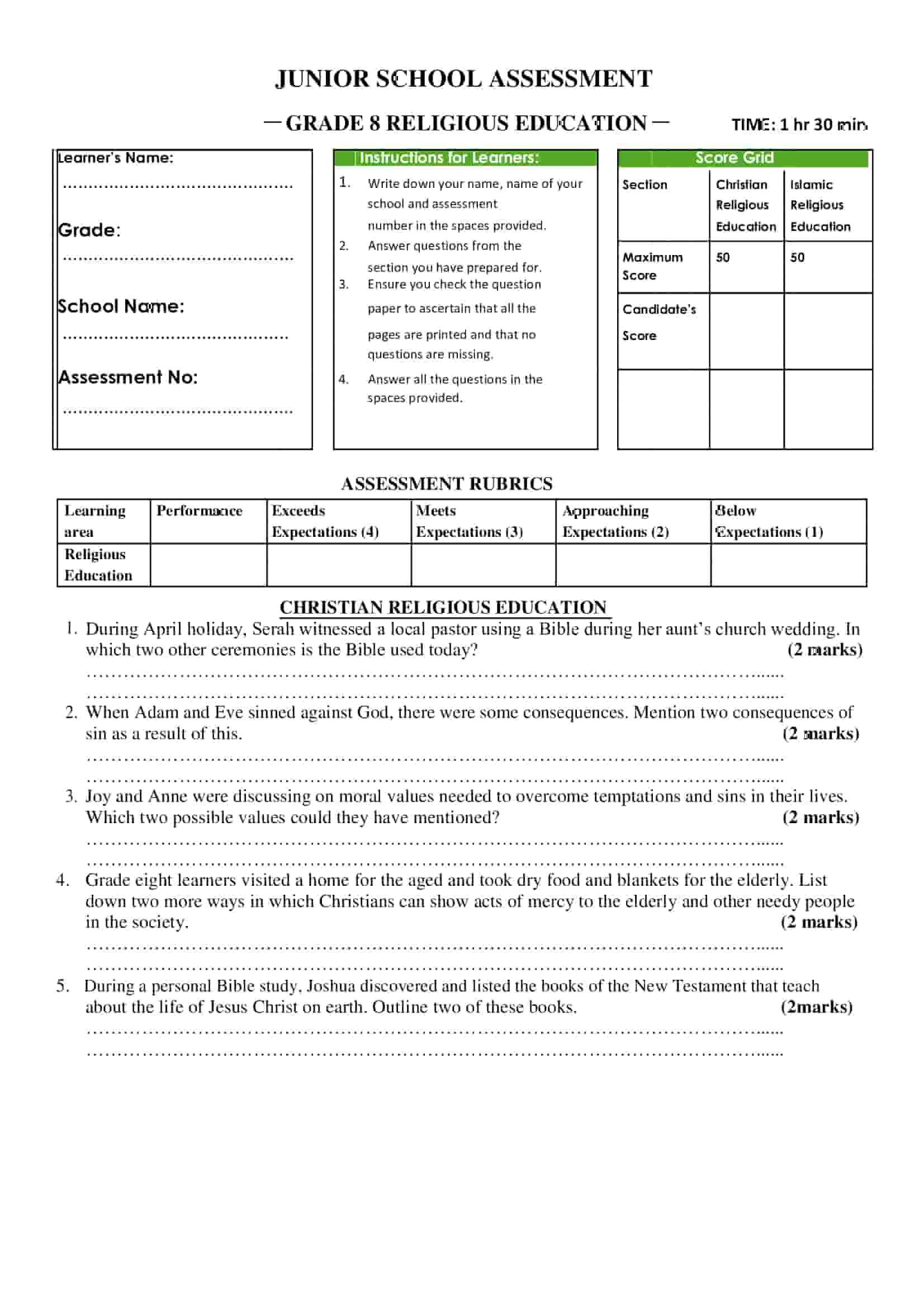 Grade 8 CRE December 2024 holiday assignment V2 - Elimplex