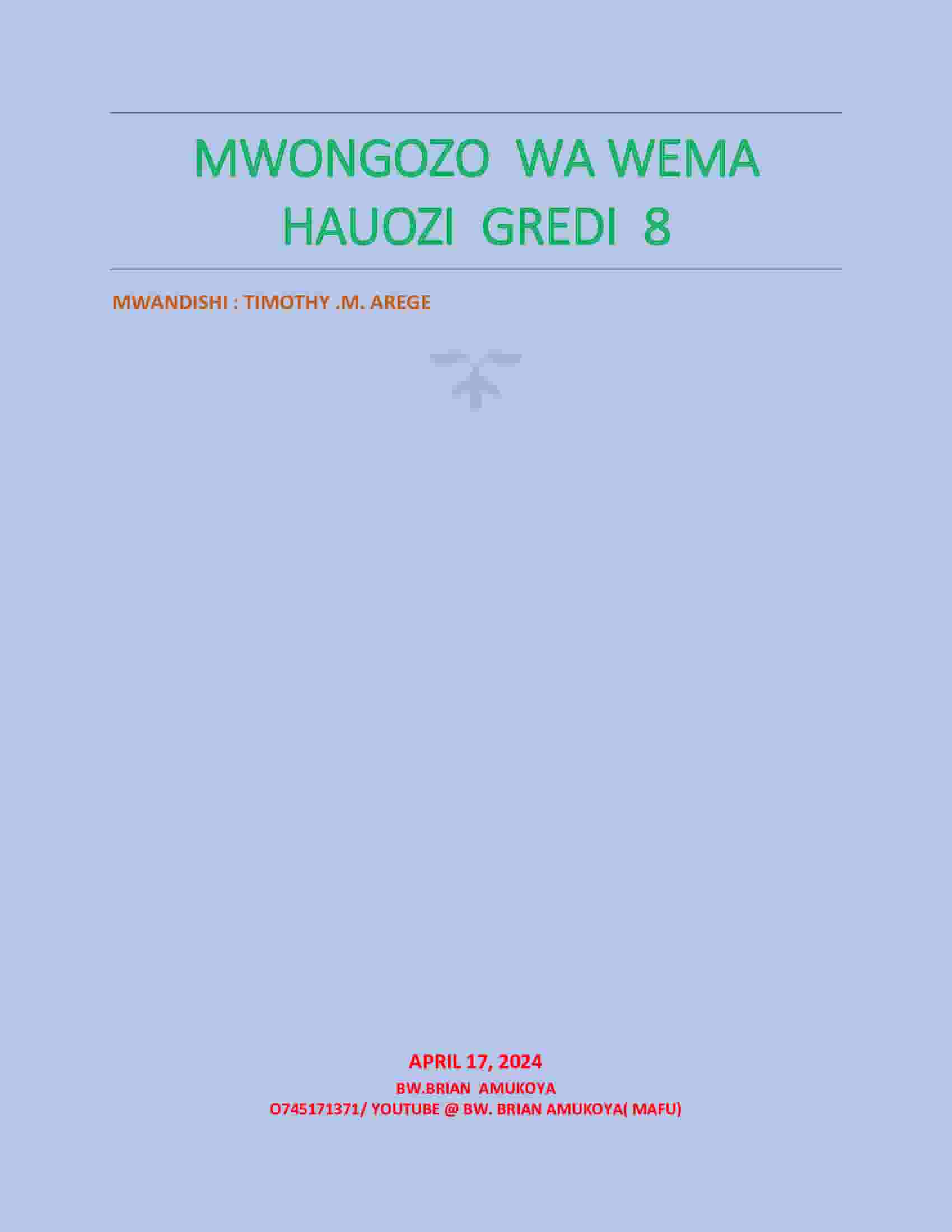 Wema Hauozi Setbook Guide