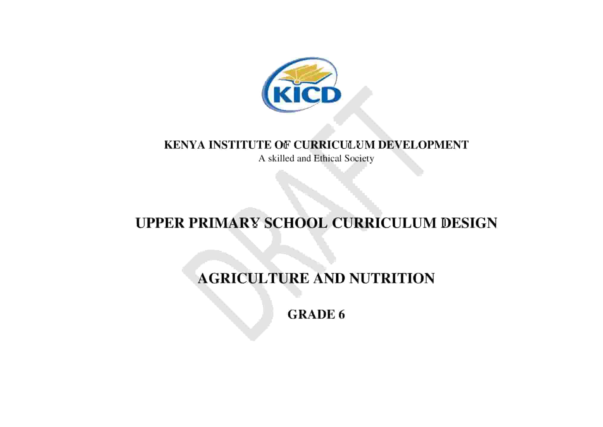 Grade 6 Agriculture and Nutrition CBC Curriculum Design