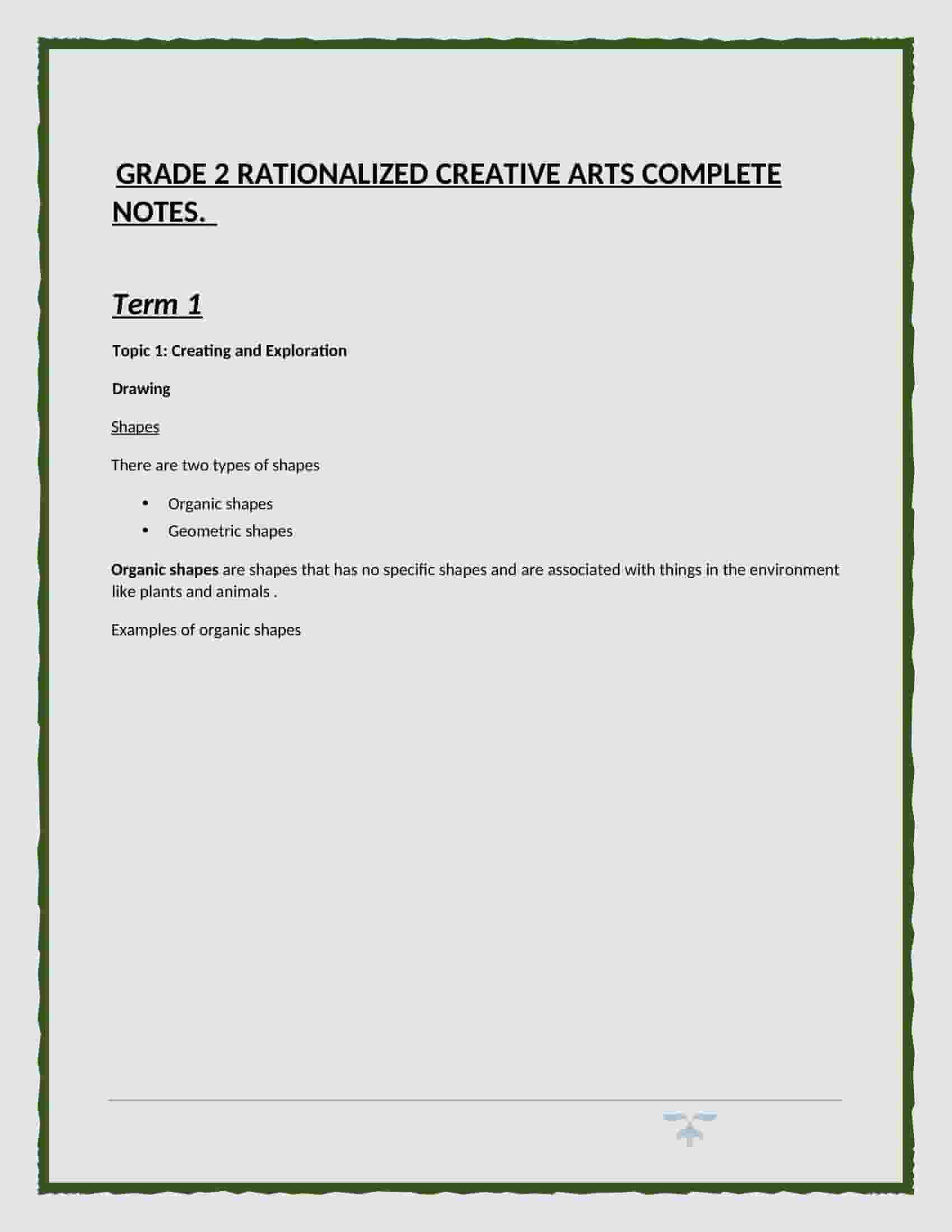 2 Rationalized Creative Arts Complete Notes (Term 1, 2 and 3) - Elimplex