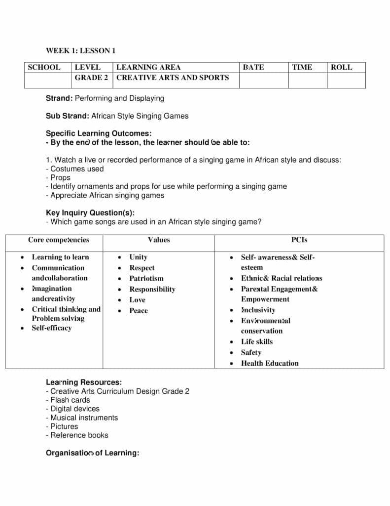 Grade 2 Rationalised Creative Arts Lesson Plans Term 2 - Elimplex