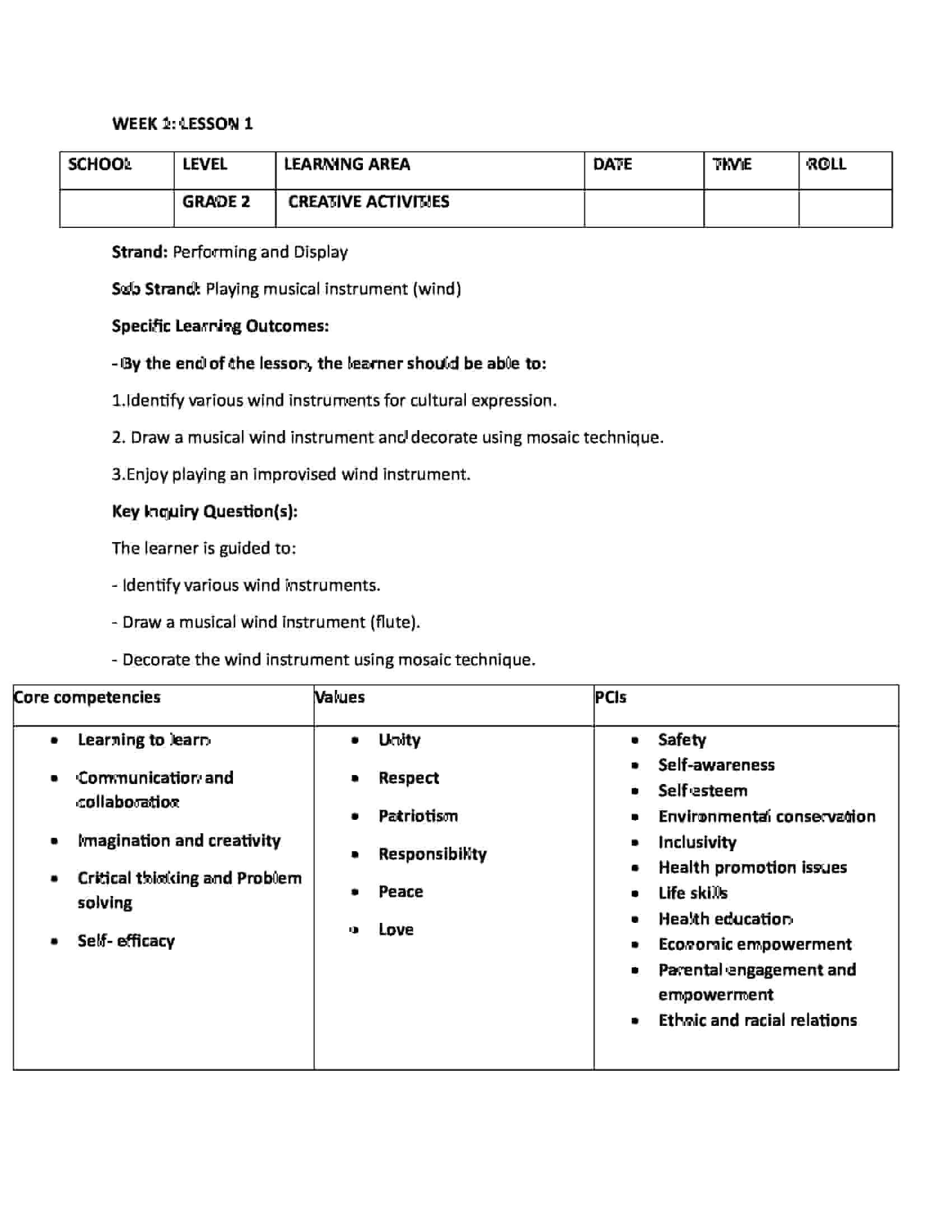 Grade 2 Rationalized Creative Activities Lesson Plans Term 3 - Elimplex