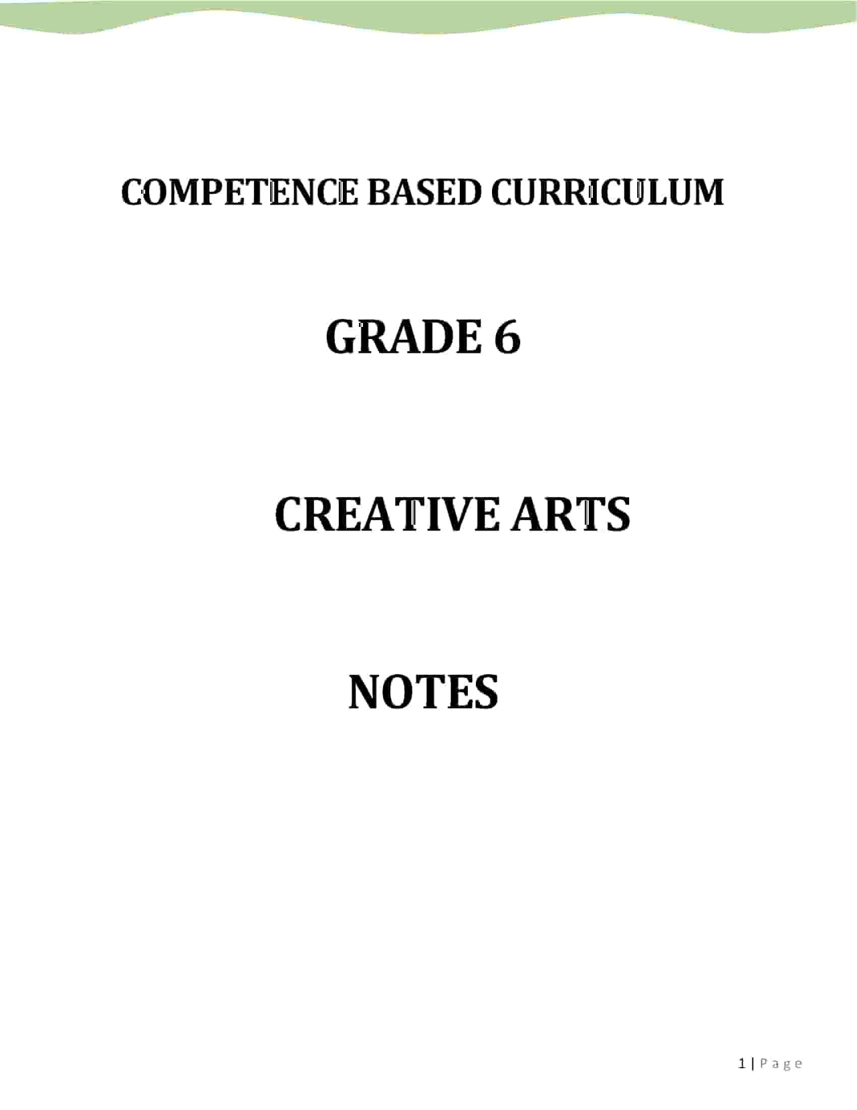Grade 6 Creative Arts Notes for Term 1, 2, and 3