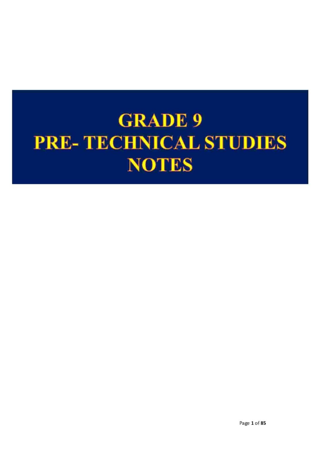 Pre Tech Grade 9 Notes Grade 9 Rationalized Pre-Technical Studies Notes for Term 1, 2, and 3 ...