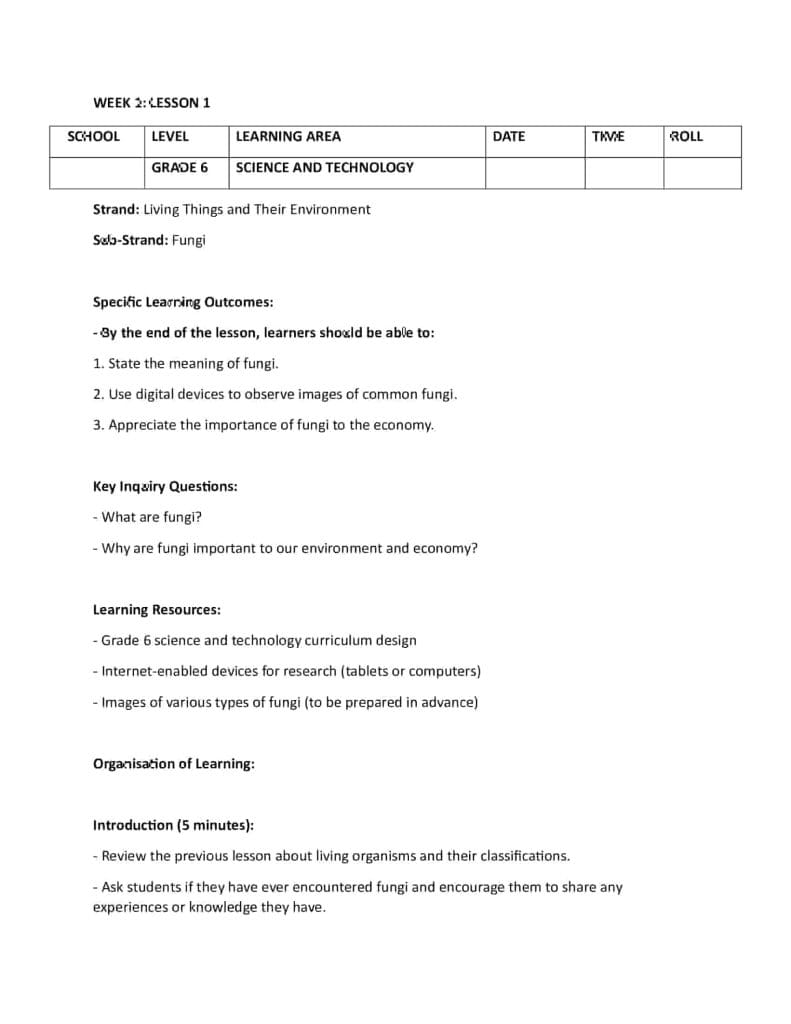 Grade 6 Rationalized Science and Technology Lesson Plans Term 1 - Elimplex