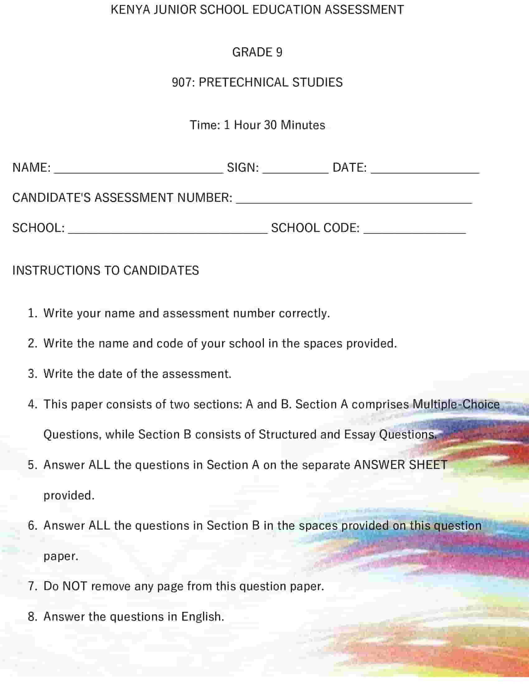 Grade 9 Pretechnical Studies