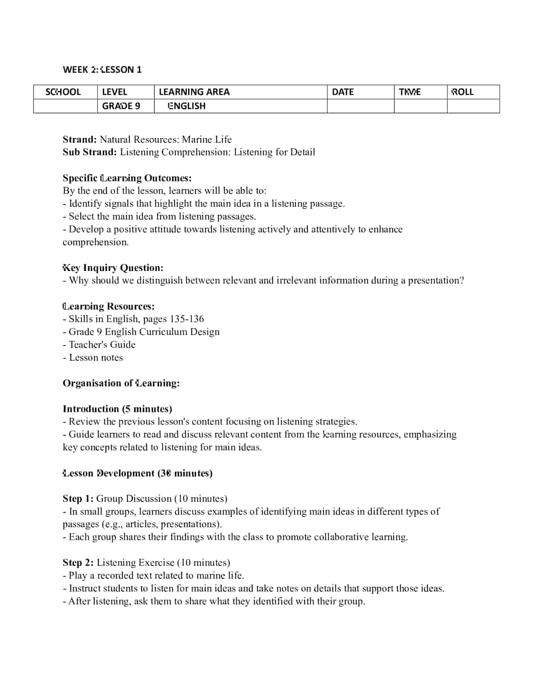 Grade 9 Kiswahili Lesson Plans Term 2 – KLB Top Scholar