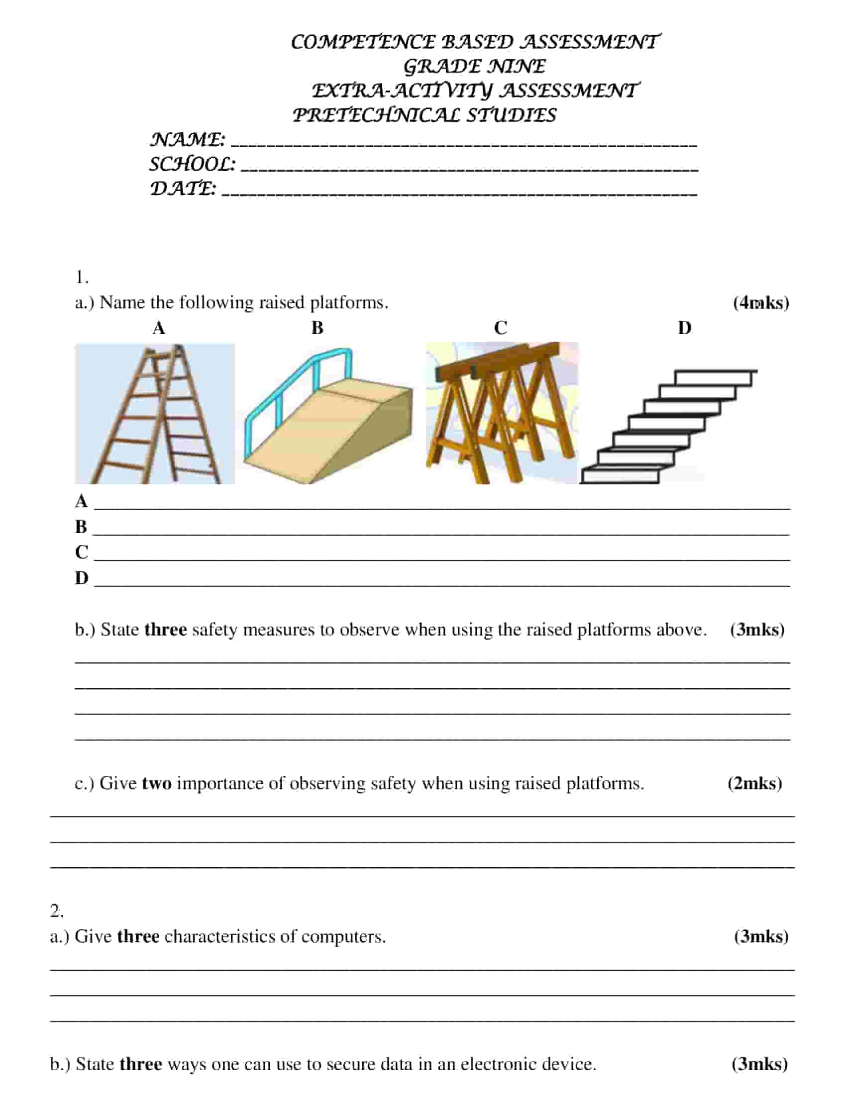 Download Grade 9 Extra-Activity Assessment Pre-Technical Studies