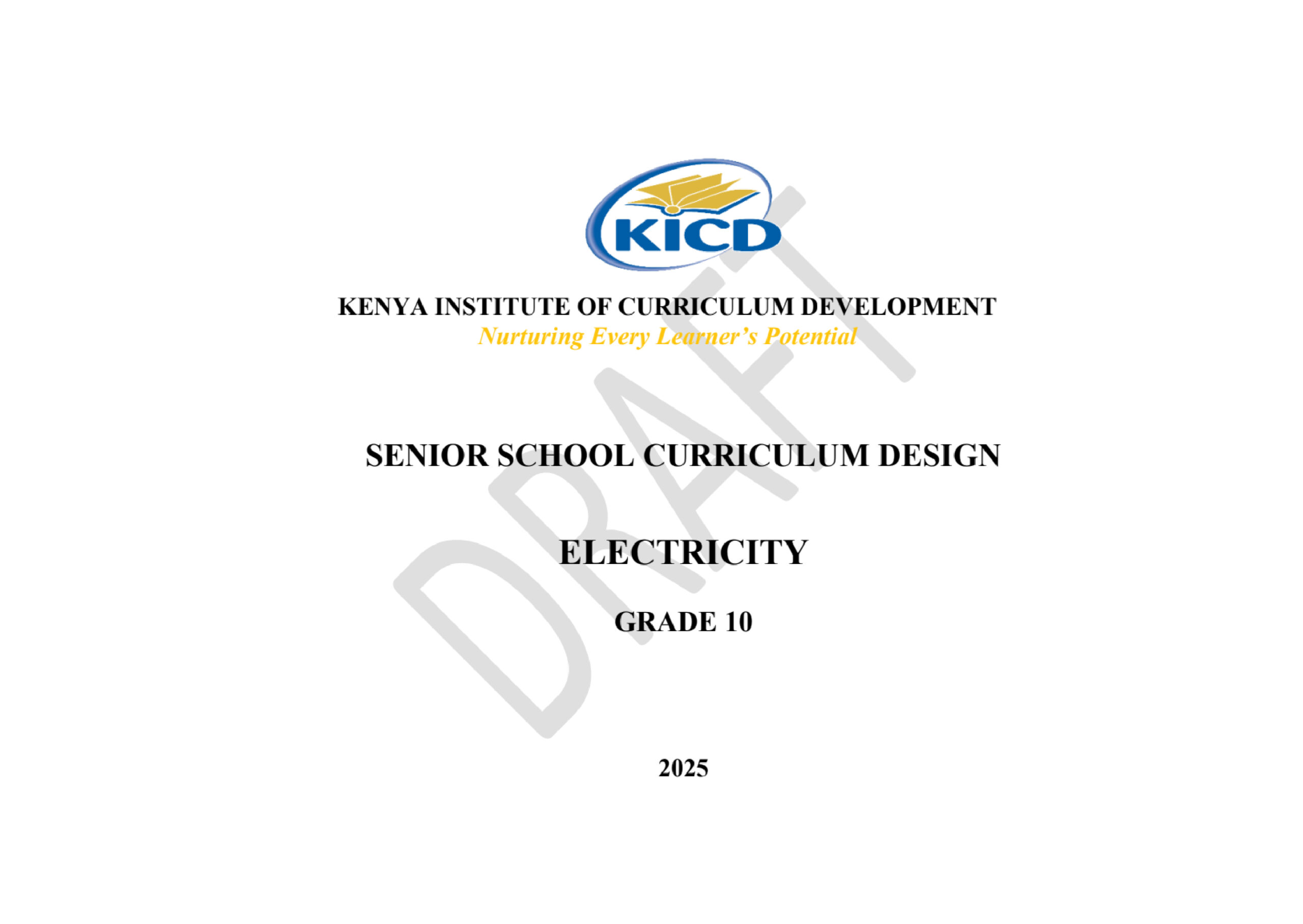 Grade 10 Electricity Curriculum Design