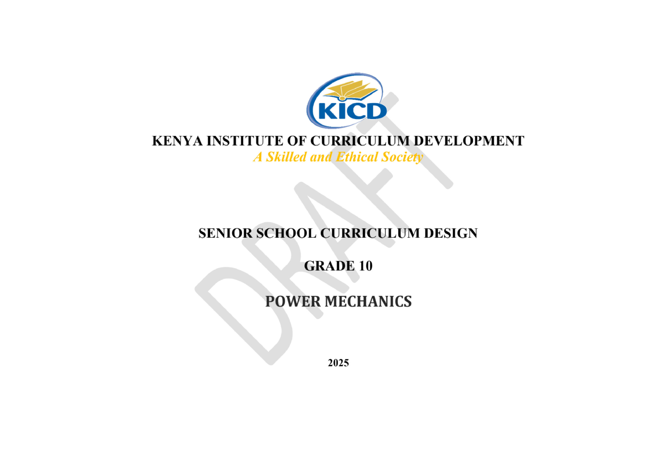 Grade 10 Power Mechanics Curriculum Design