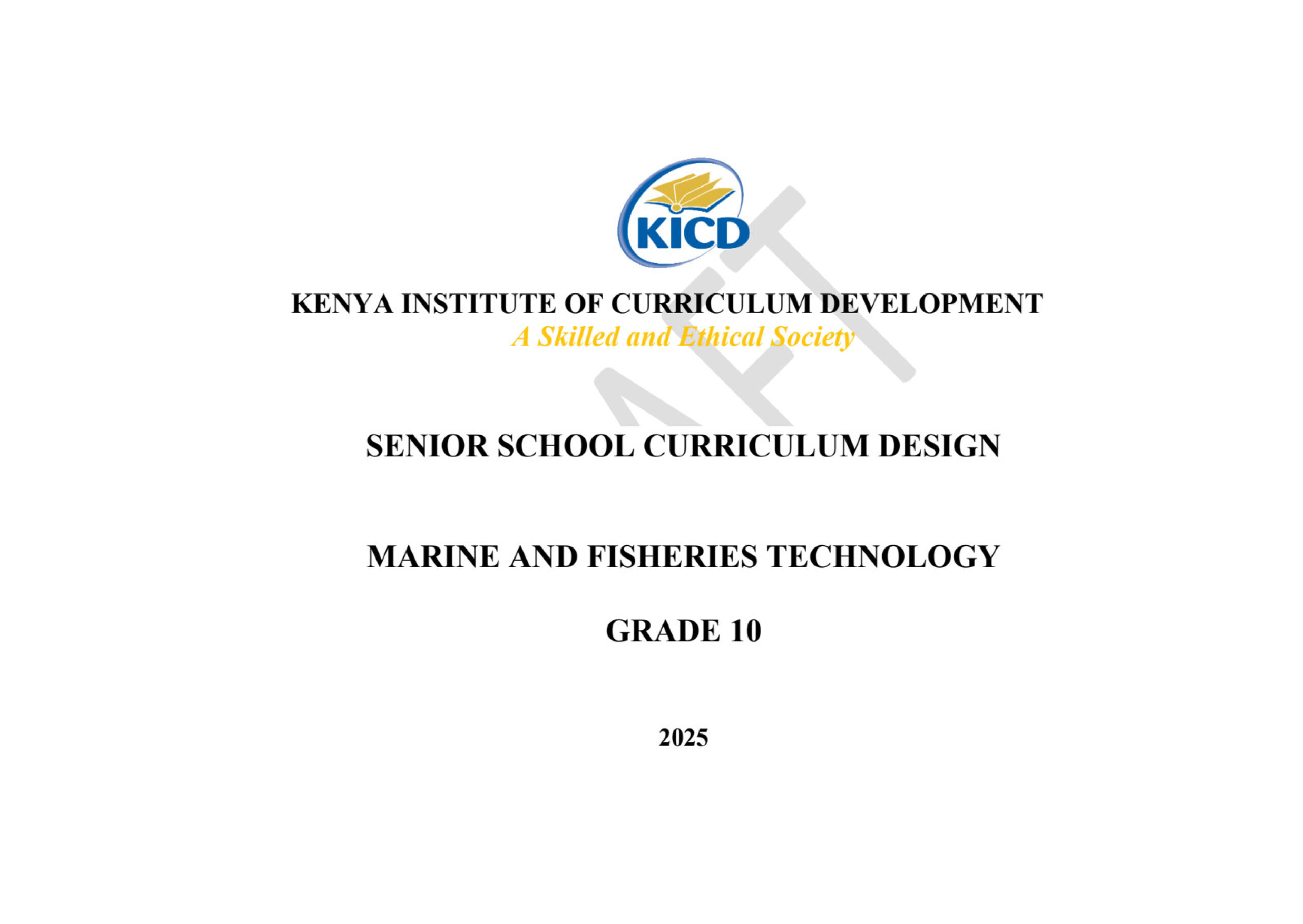 Grade 10 Marine & Fisheries Technology Curriculum Design