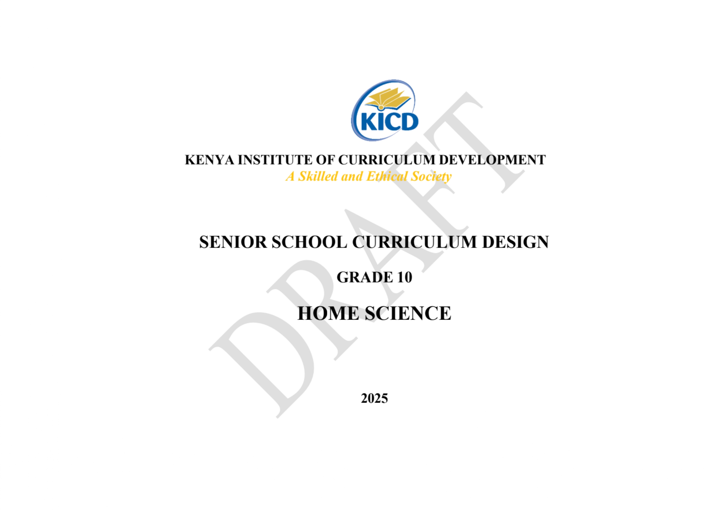 Grade 10 Home Science Curriculum Design