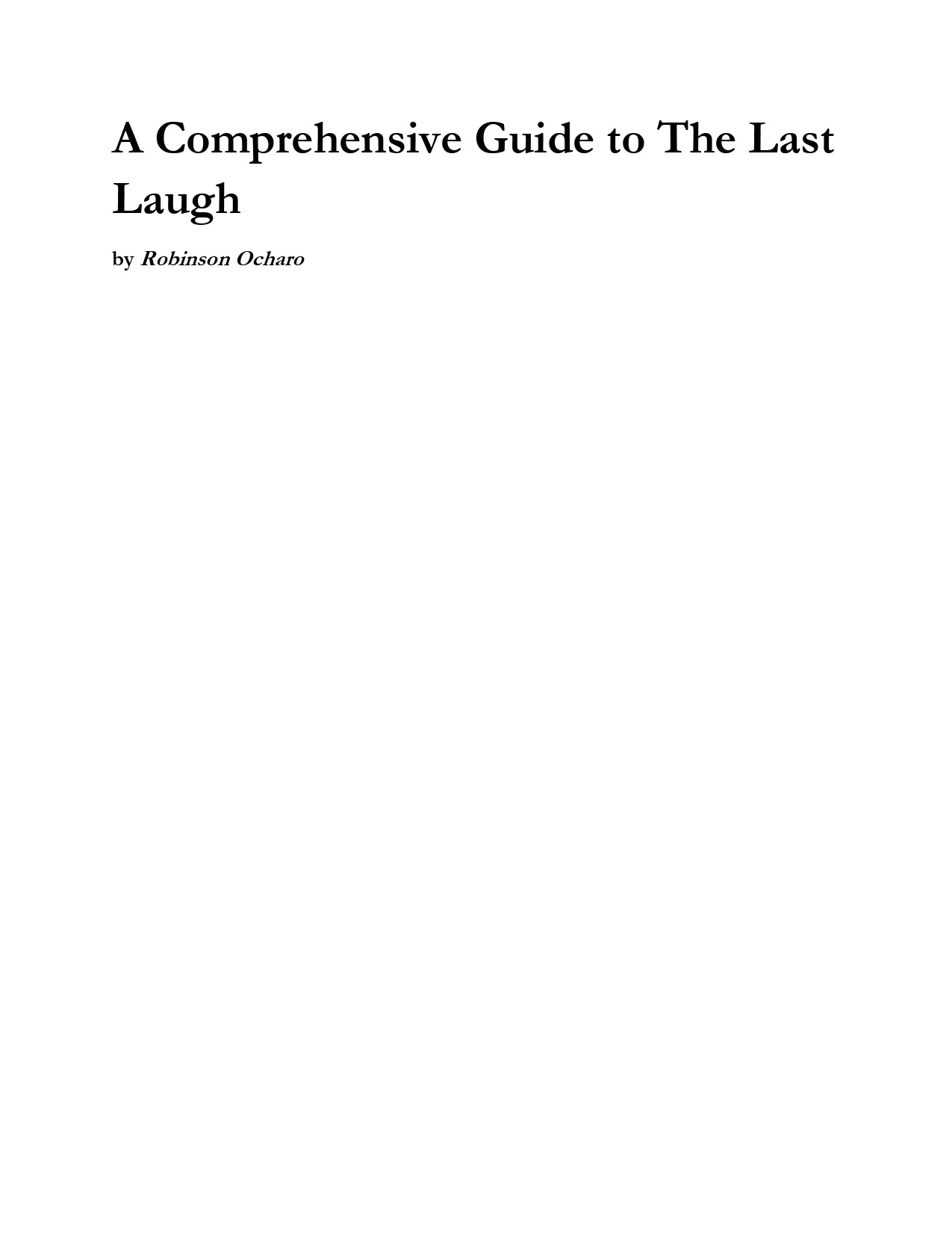 The Last Laugh Summary Notes