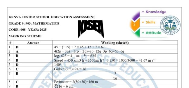 Grade 9 Mathematics Questions