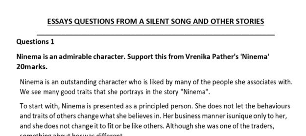 A Silent Song – Essay Questions