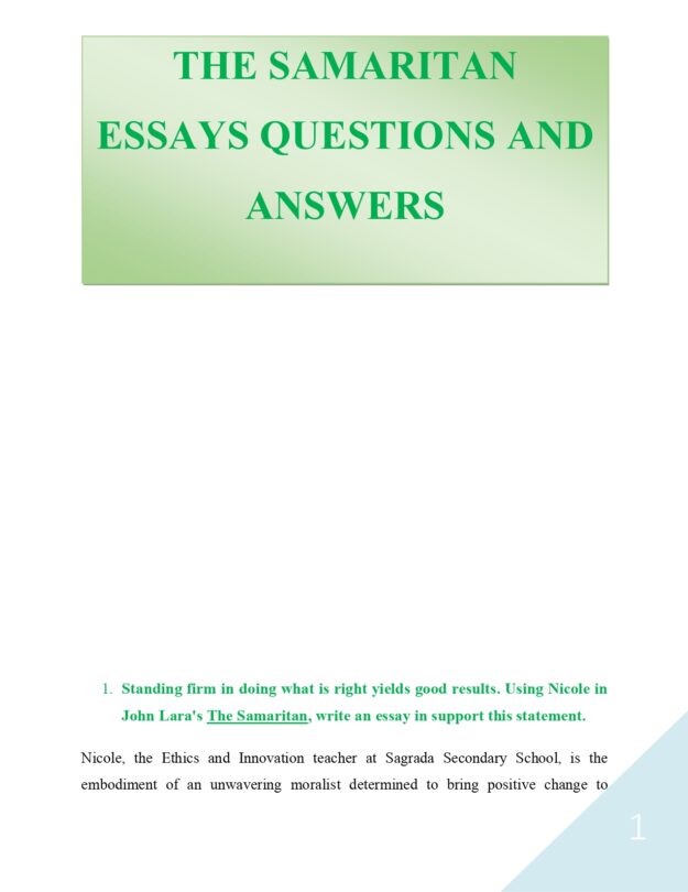 The Samaritan Setbook Essays